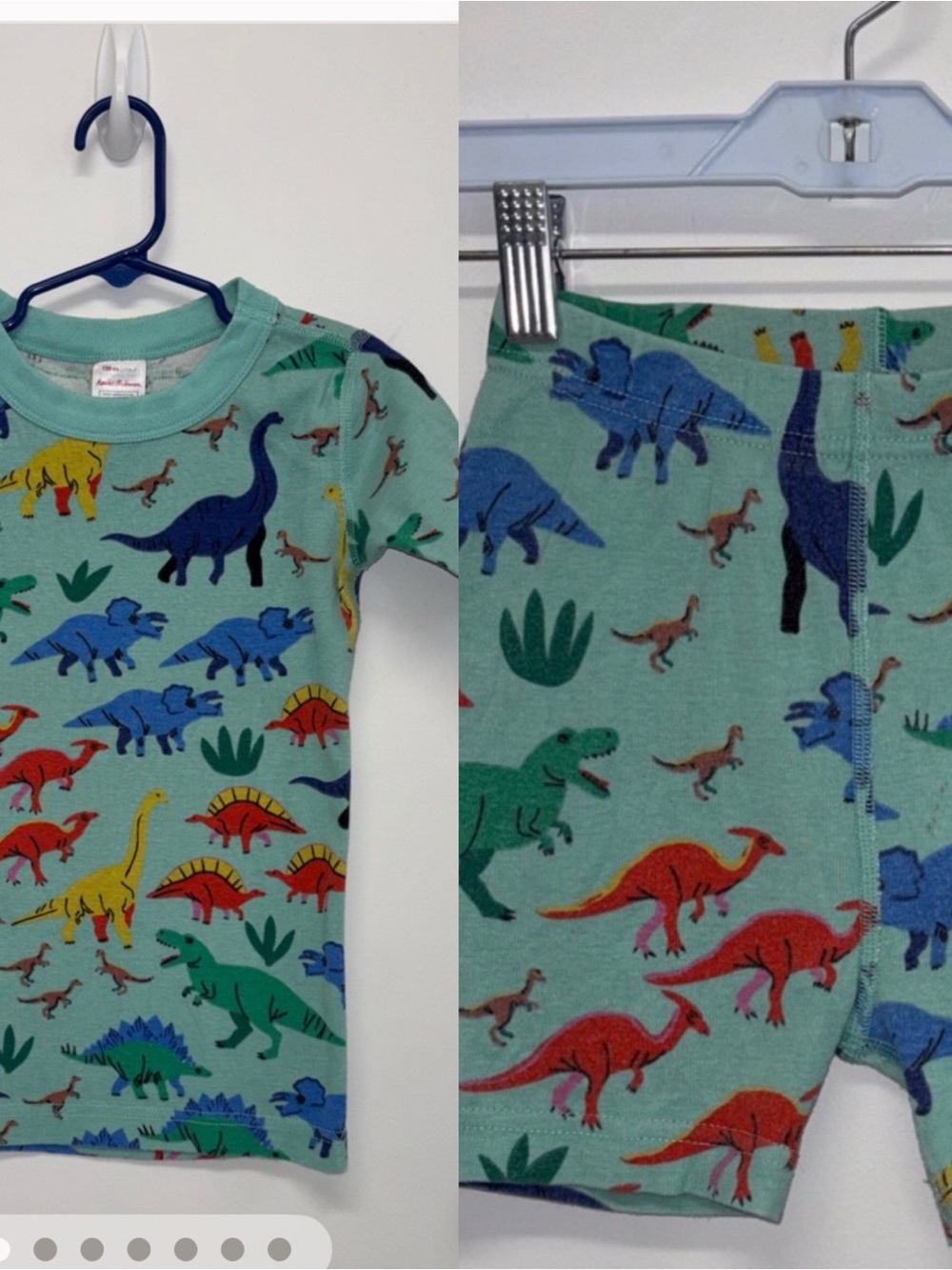 Hanna Andersson dinosaur shorts pajama set 120 6-7
